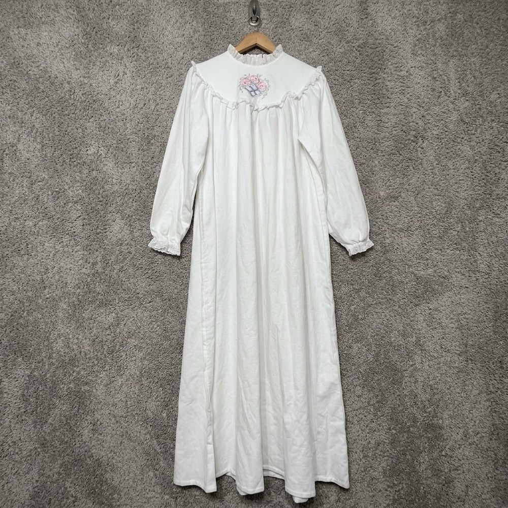 VTG Lanz of Salzburg Nightgown 100% Cotton Flannel Lace Cottage USA NWT Small